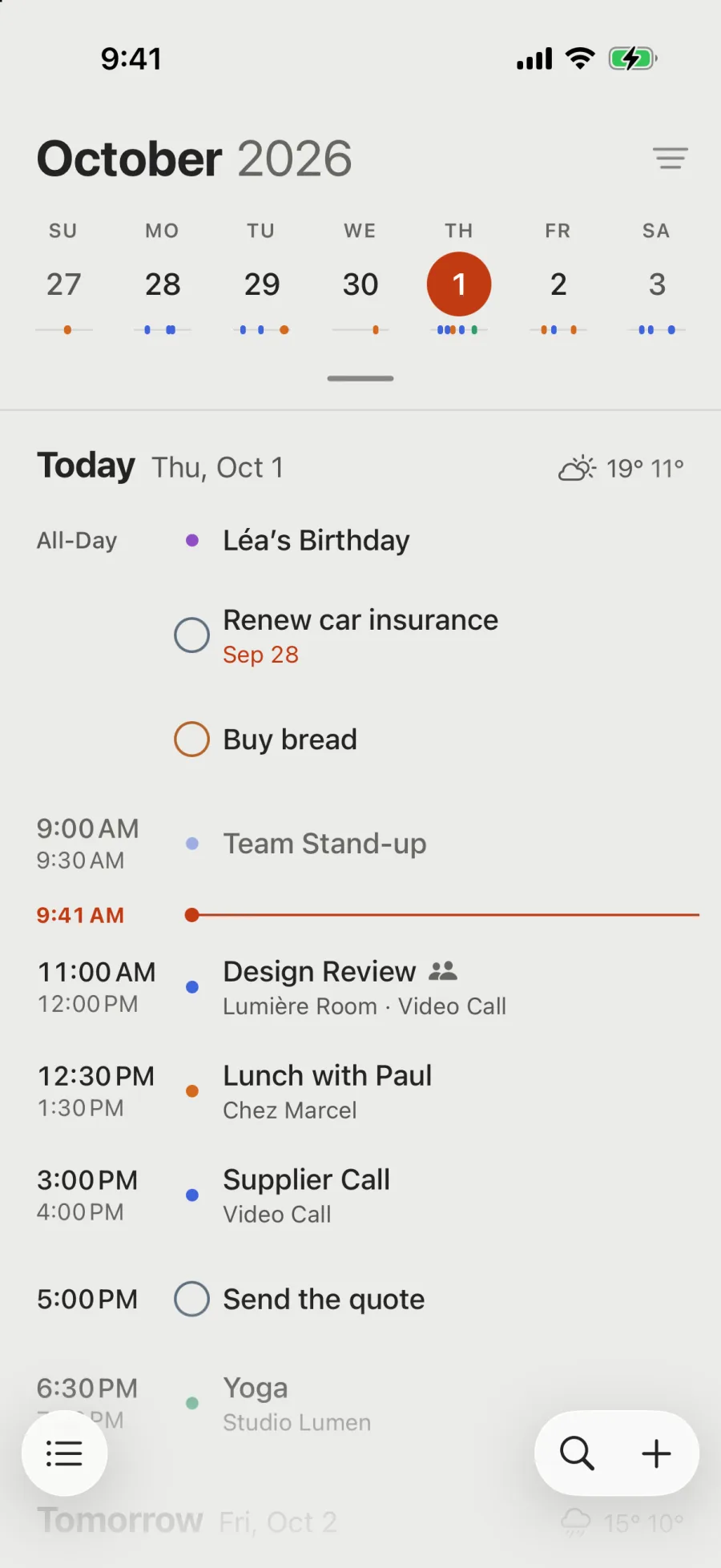 The agenda on Paper.