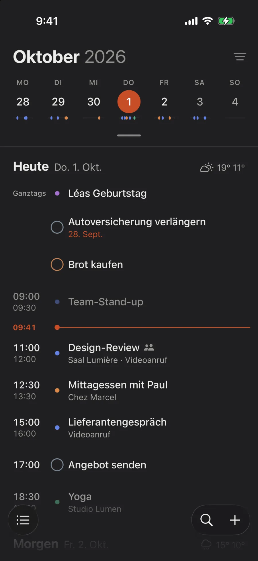 Die Agenda auf Graphit.