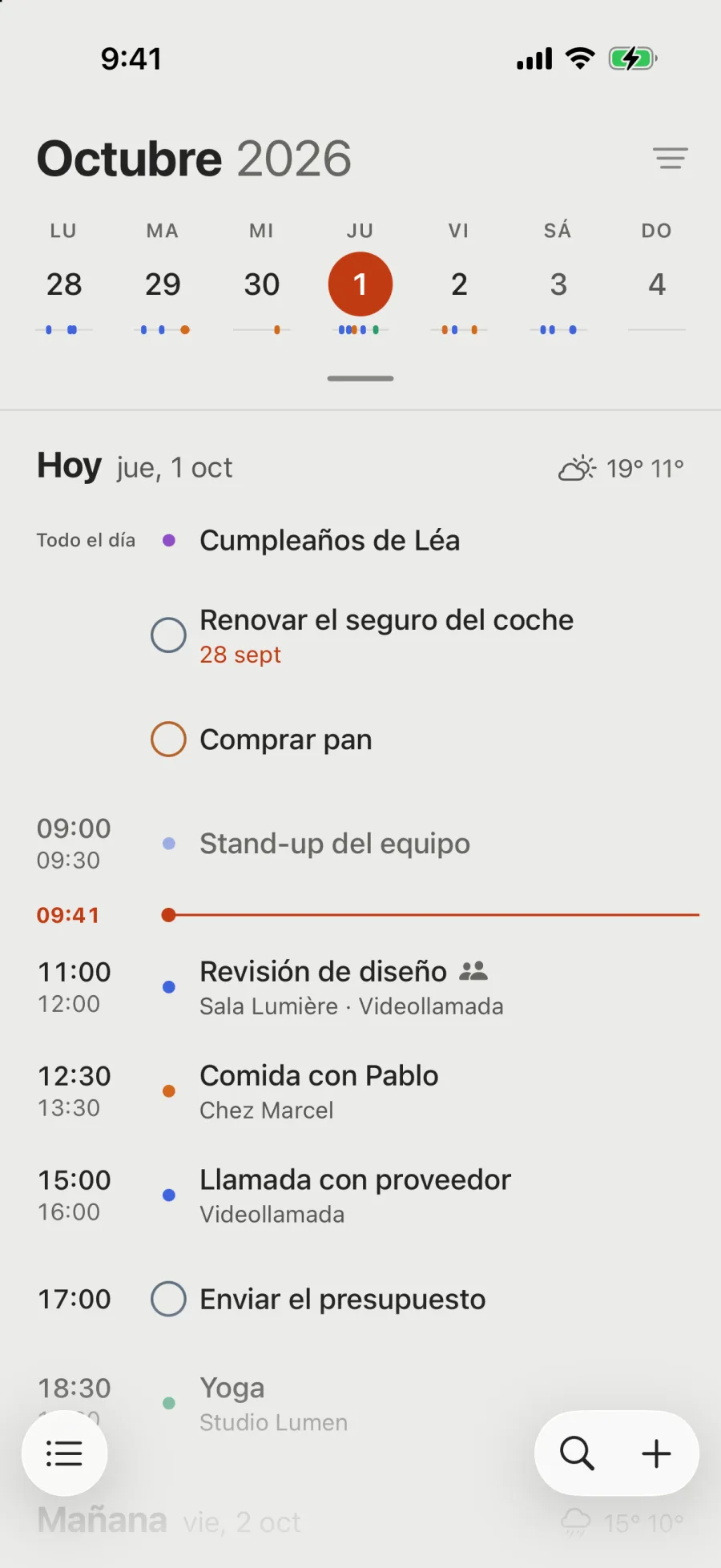 La agenda en Papel.