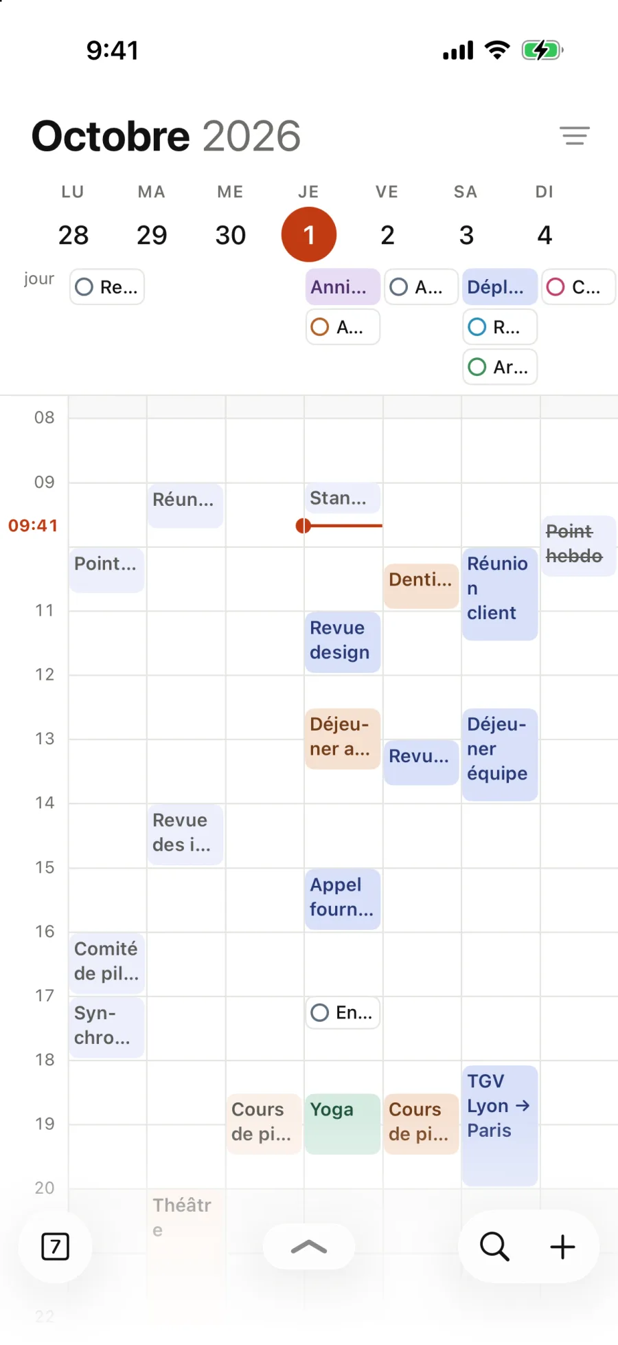 La semaine du 27 septembre, heure par heure, en sept colonnes.